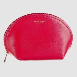 Henri Bendel West 57th Lipstick RED Saffiano Leather Cosmetic case POUCH